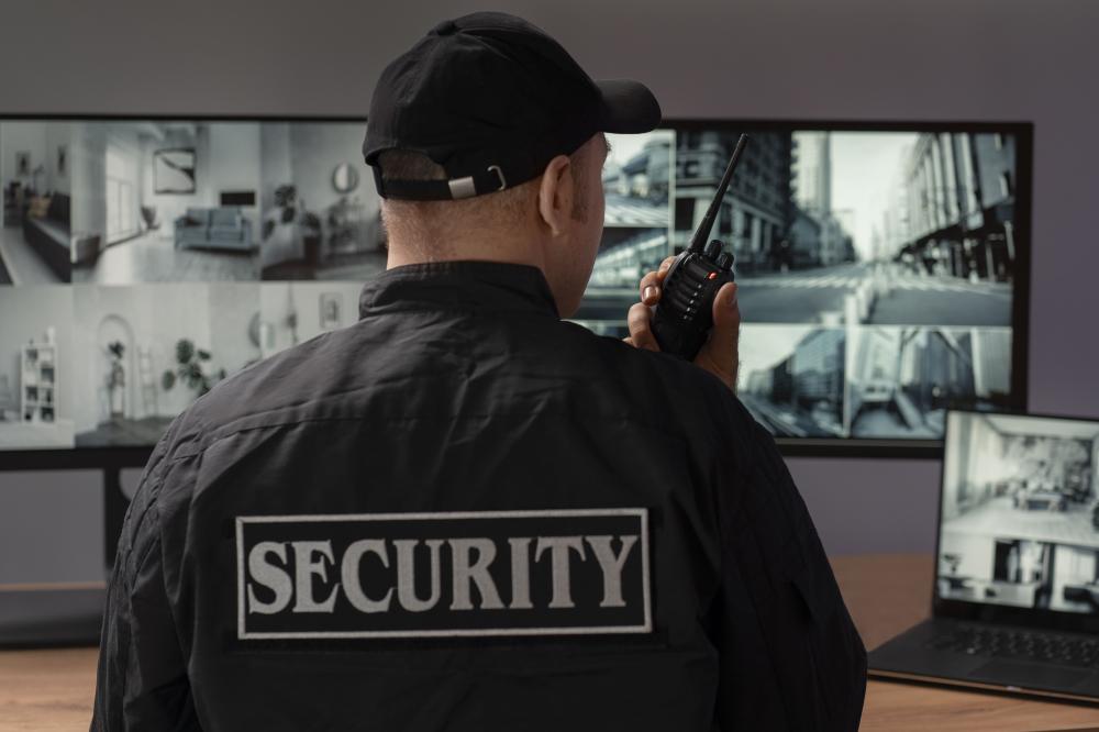 portrait-male-security-guard-with-radio-station-camera-screens-min